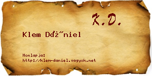 Klem Dániel névjegykártya
