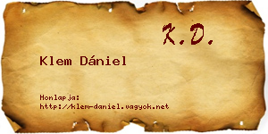 Klem Dániel névjegykártya